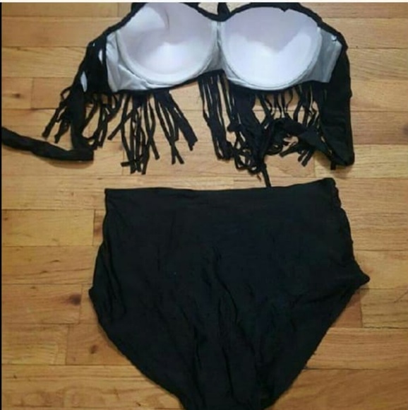 BLACK PLUS SIZES FRINGE SWIMSUIT - Picture 6 of 6
